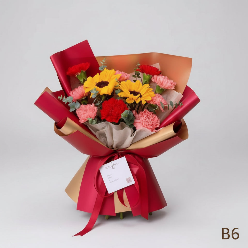 向日葵配康乃馨花束 B6