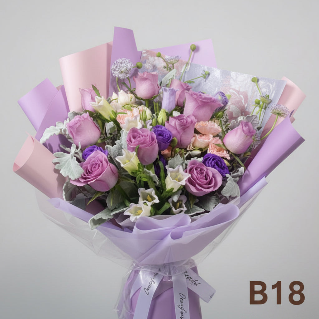 紫色系玫瑰花束 B18