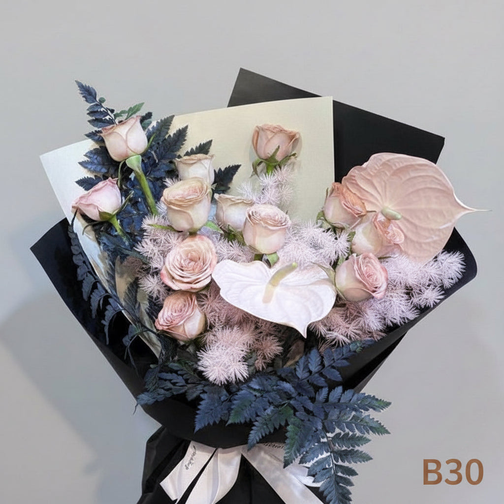 暗黑系卡布奇樂玫瑰花束 B30