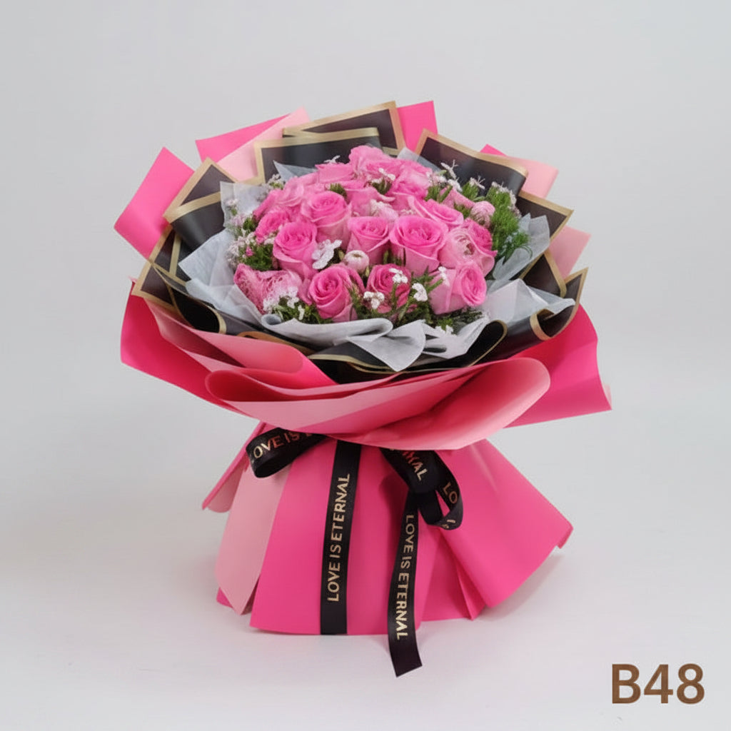 粉玫瑰花束(圓形) B48