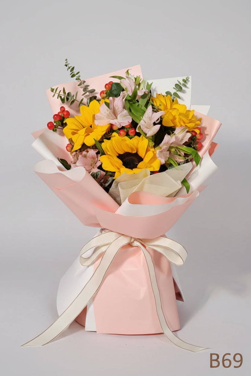 向日葵小百合花束 B69
