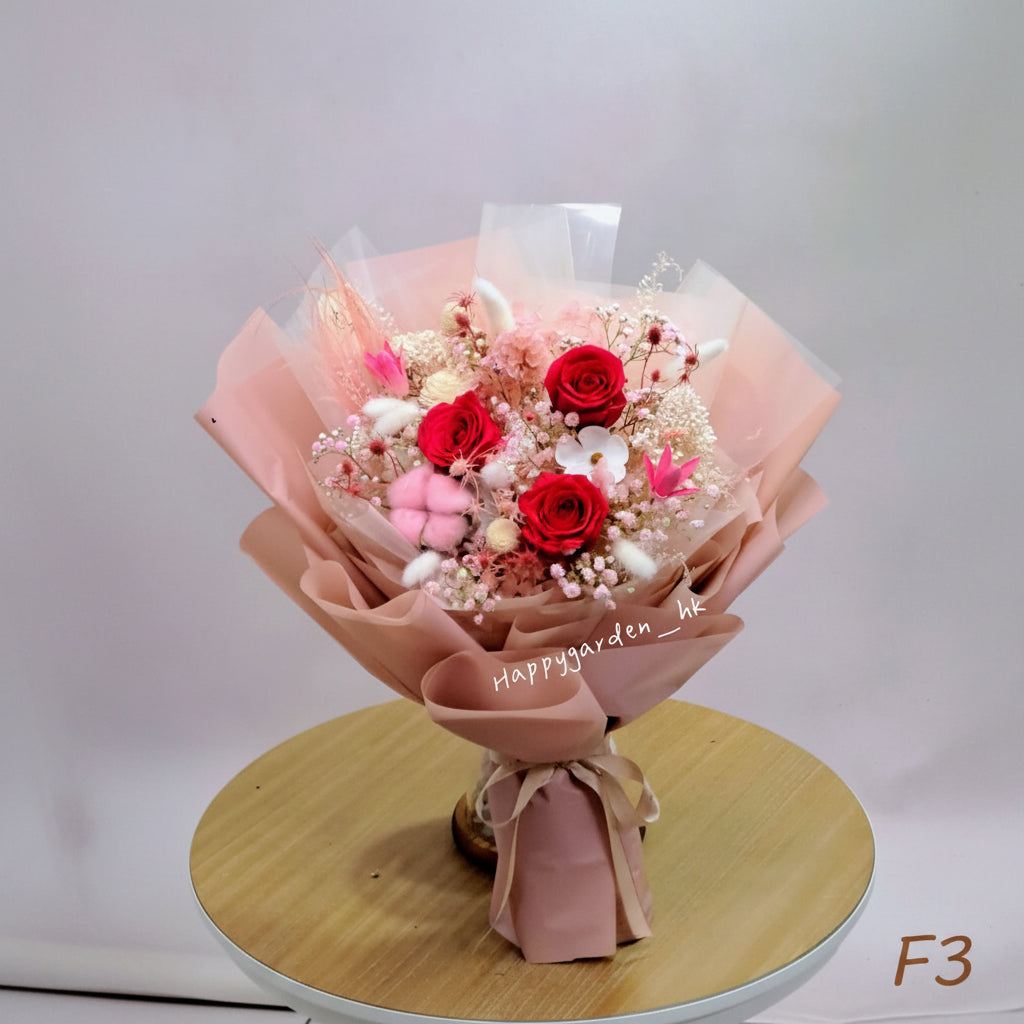紅玫瑰永生花束 F3