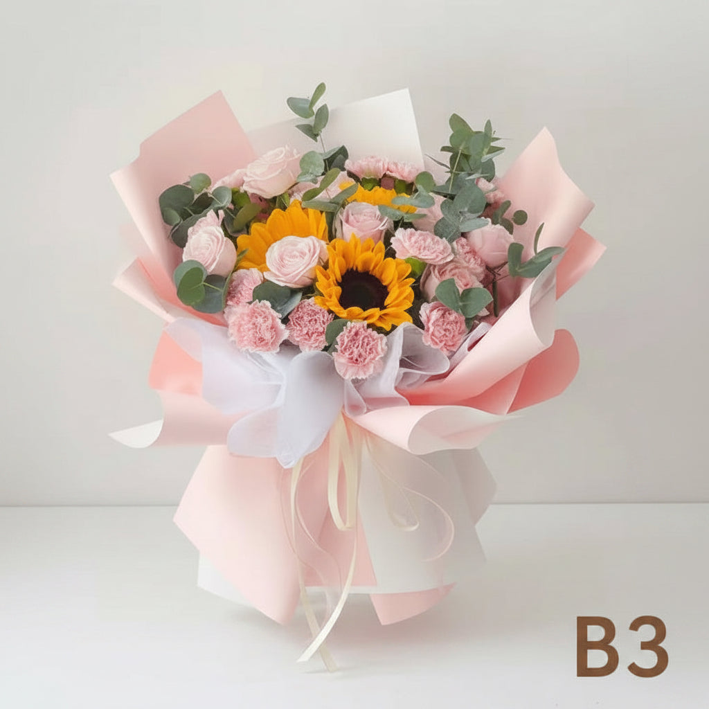 向日葵配康乃馨花束 B3